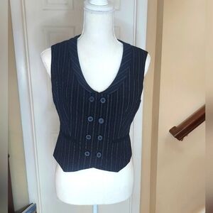 LOFT Charcoal Pinstripe Vest